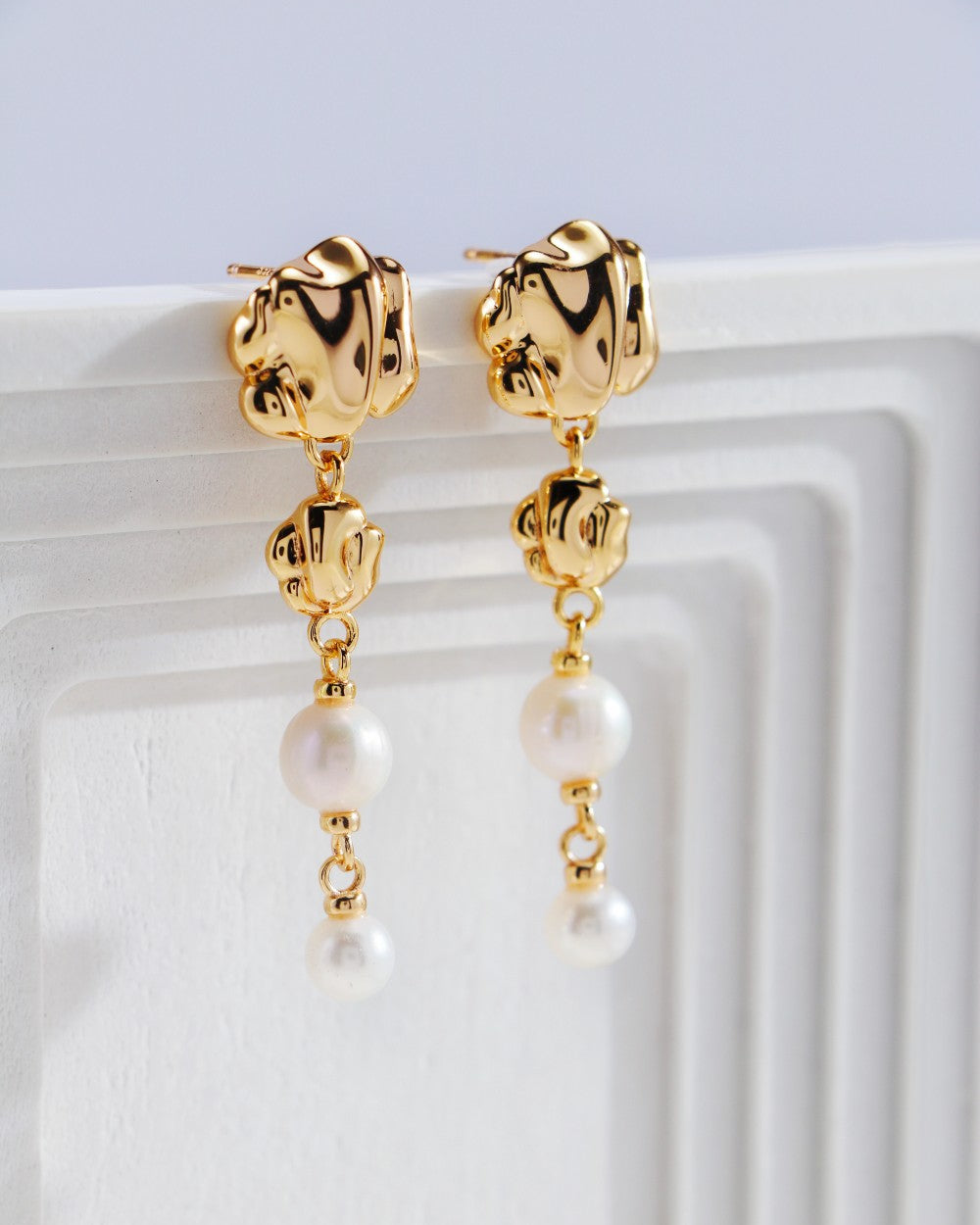 Gold Pearl Drop Earrings