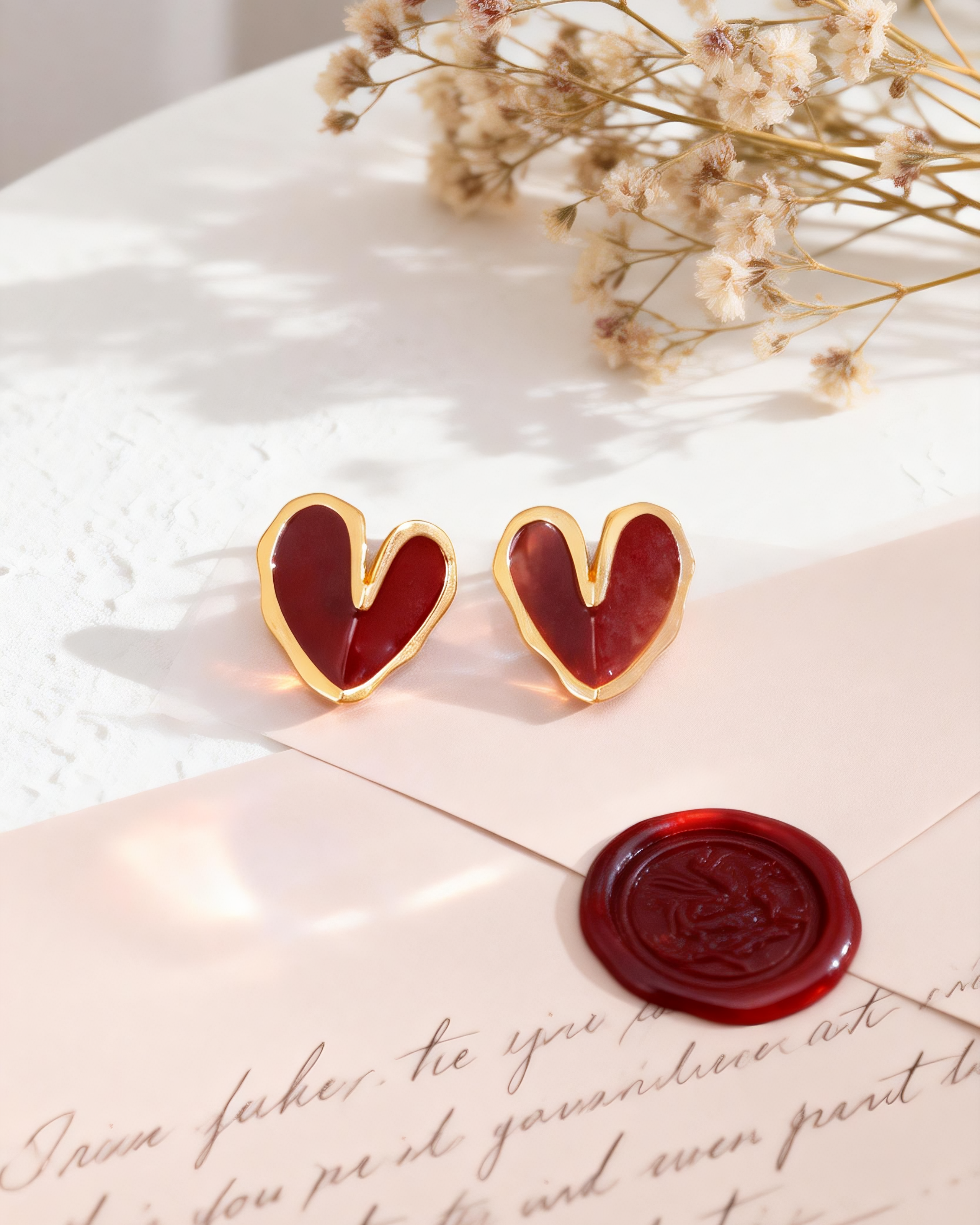 Dainty Red Heart Earring