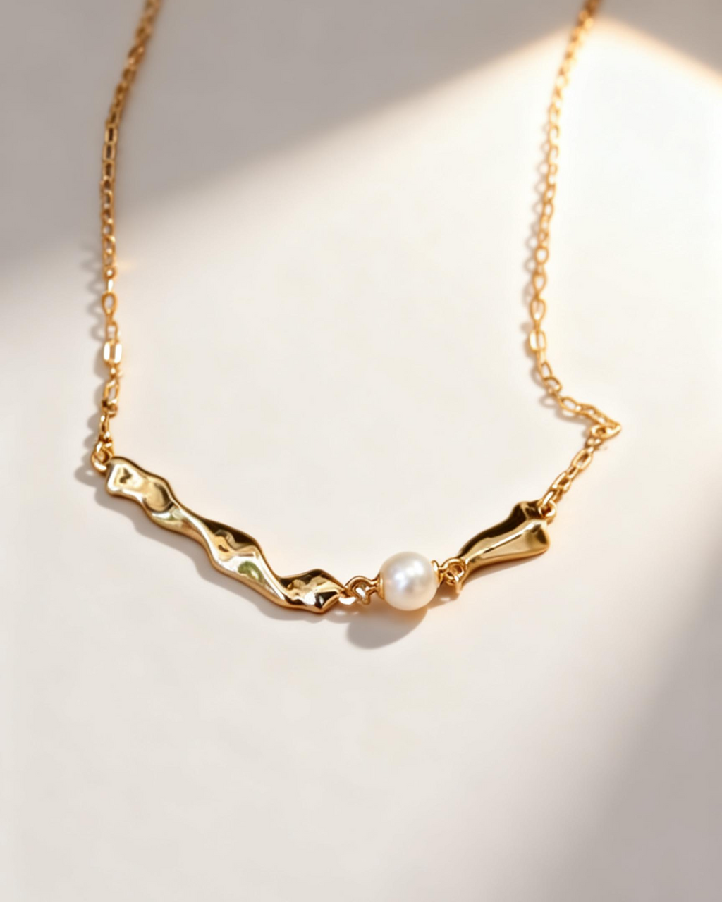 Twisted Gold & Pearl Necklace
