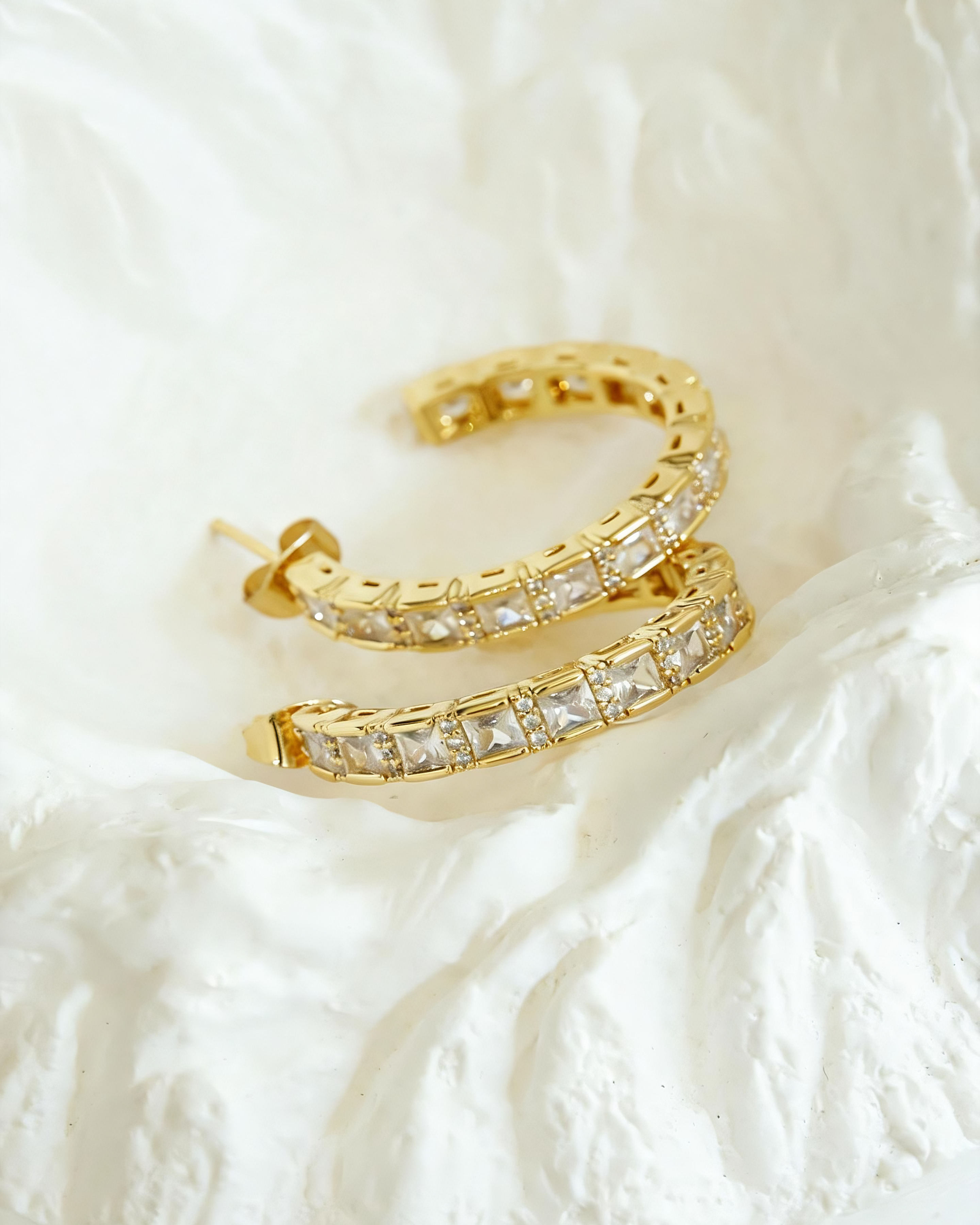 Encrusted Gold Hoop Earrings