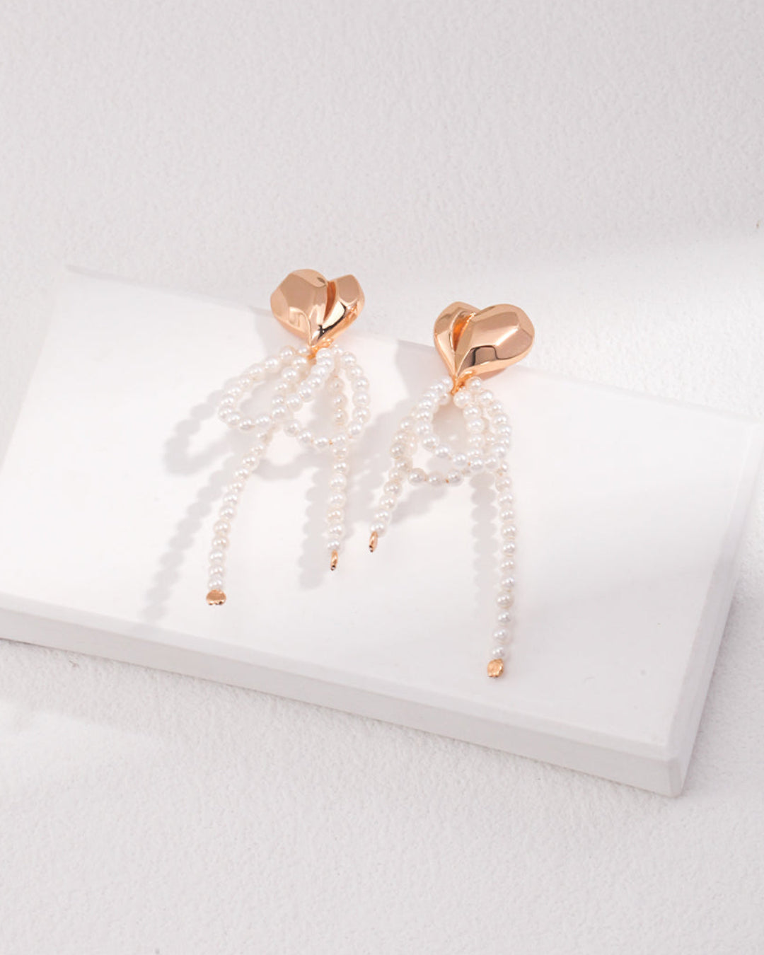 Heart Pearl Drop Earrings
