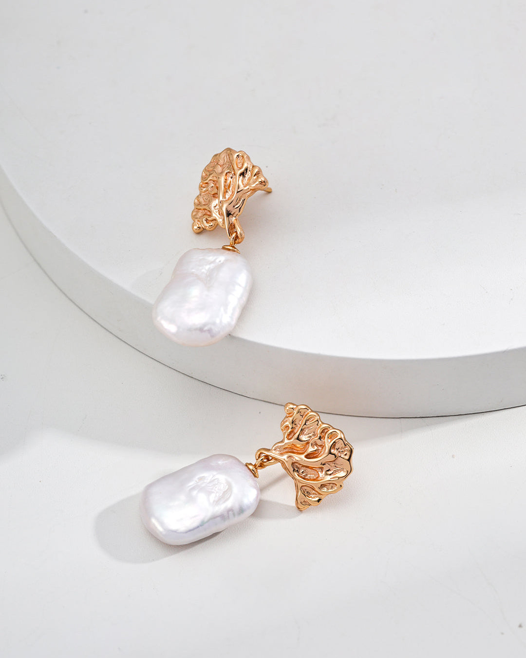 Gold Coral Pearl Earrings