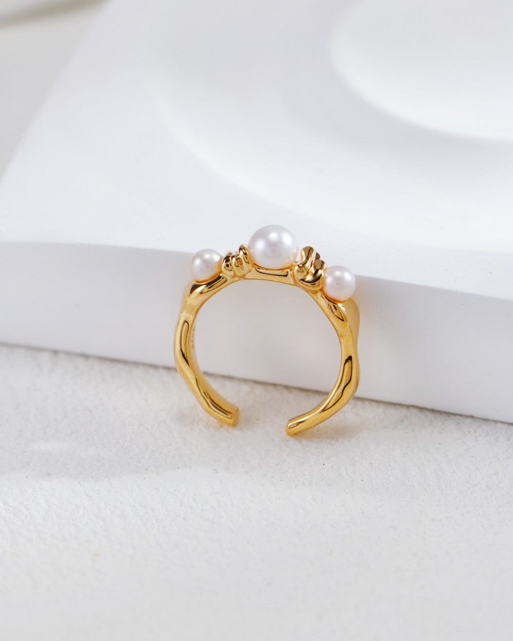Minimalist Trio Pearl Ring