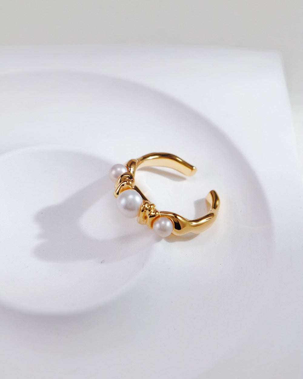 Minimalist Trio Pearl Ring